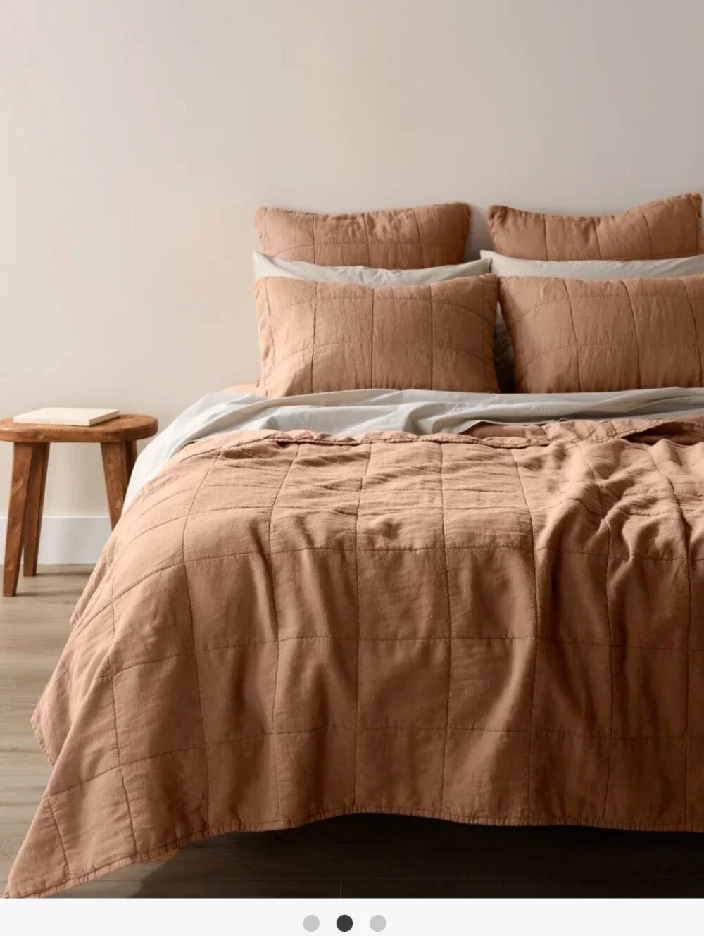 Parachute Linen Box Quilt- Full, Queen - Adobe
